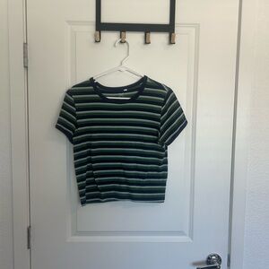 PacSun Basics Navy and Green Striped Tee